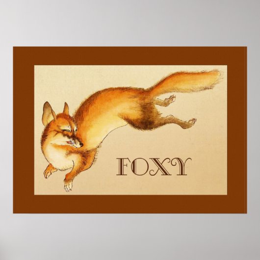 Poster "Foxy" - Dessin japonais Vintage d'un renard (Devant)