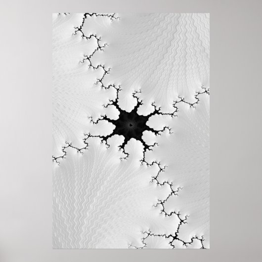 Poster Fracked Black and White Cracked Fractal Abstract (Devant)