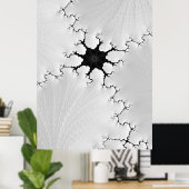 Poster Fracked Black and White Cracked Fractal Abstract (Bureau à domicile)