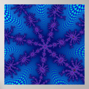 Poster Fractage coloré bleu et violet