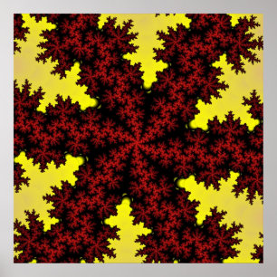Poster Fractage coloré rouge et jaune