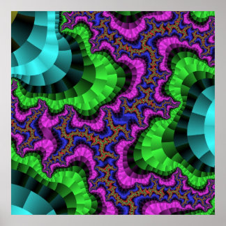 Poster Fractage coloré vert et violet