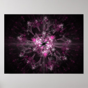 Poster Fractage Noir Et Rose