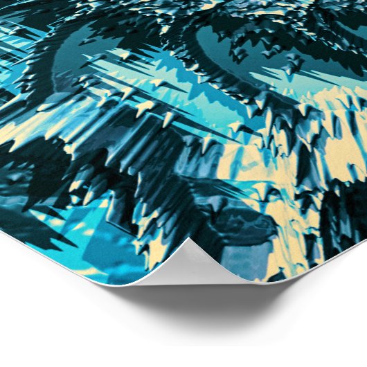 Poster Fractage Turquoise en rotation (Coin)