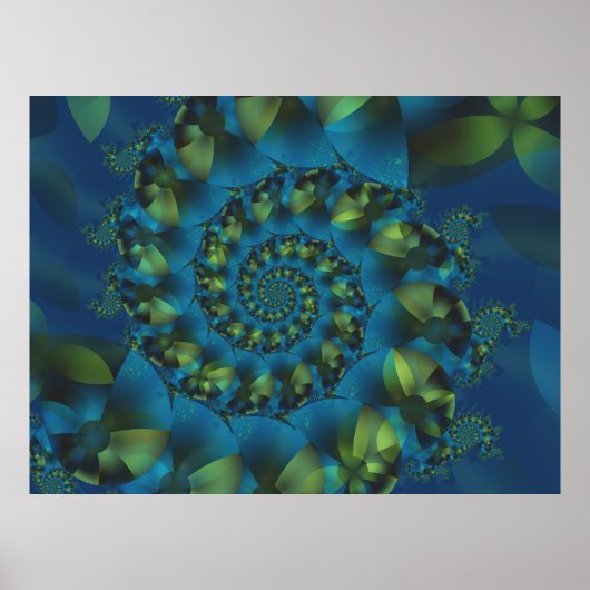 Poster Fractal Blue & Green Spiral (Devant)