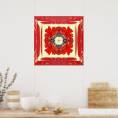 Poster Fractal Frame Frame Faux Rouge (Cuisine)