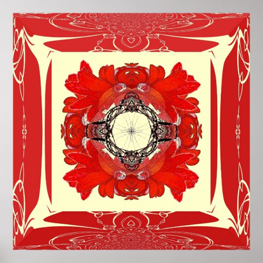 Poster Fractal Frame Frame Faux Rouge (Devant)