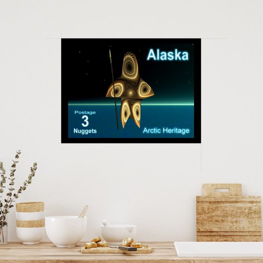 Poster Fractal Inuit Hunter - Alaska Postage (Cuisine)