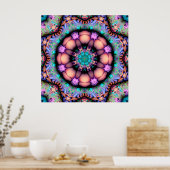 Poster Fractal Mandala Floral Psychedelic (Cuisine)