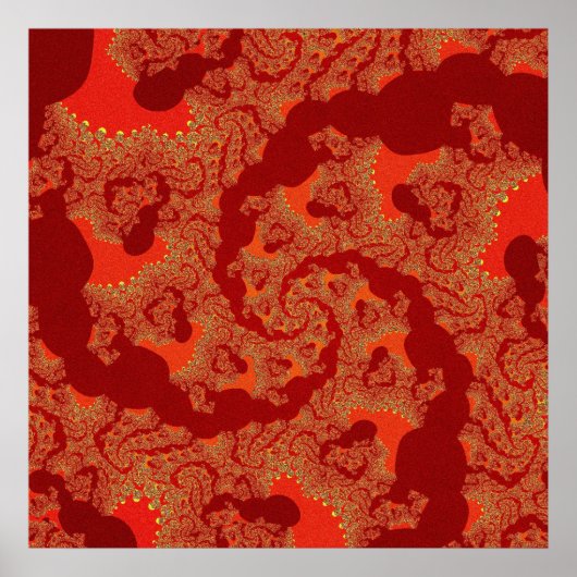 Poster Fractal rouge et orange coloré (Devant)