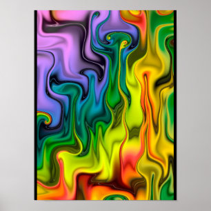 Poster Fractale Abstrait Coloré