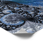 Poster Fractale Abstraite Bleu Noir (Coin)