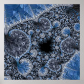 Poster Fractale Abstraite Bleu Noir (Devant)