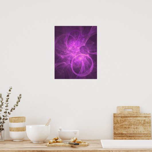 Poster Fractale Abstraite rose et violet avec cercles (Cuisine)