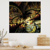 Poster Fractale Colorée Avec Fille Florale (Cuisine)