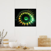 Poster Fractale de roue à aubes de jet vert et jaune (Cuisine)