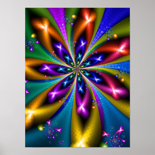 Poster Fractale en étoile colorée explosive (Devant)