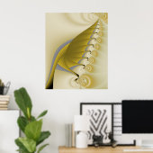 Poster Fractale feuille d'or (Bureau à domicile)