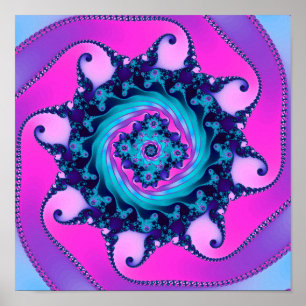 Poster Fractale Mandelbrot néon