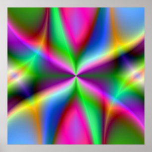 Poster Fractale métallique coloré lustré