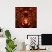 Poster Fractale moderne abstraite orange rouge lumineuse (Bureau à domicile)