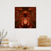 Poster Fractale moderne abstraite orange rouge lumineuse (Cuisine)