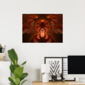 Poster Fractale moderne abstraite orange rouge lumineuse (Bureau à domicile)