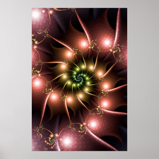 Poster Fractale rose brillant (Devant)