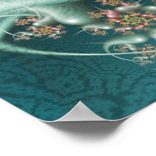 Poster Fractale spirale bleue (Coin)