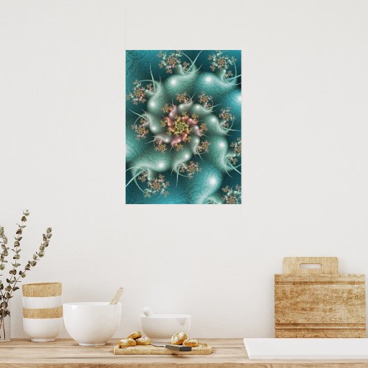 Poster Fractale spirale bleue (Cuisine)