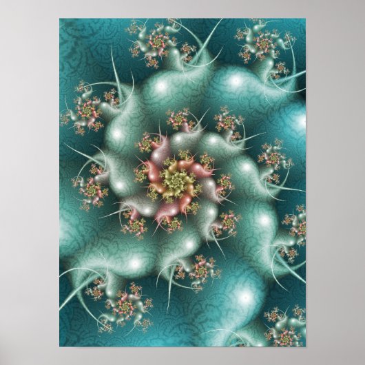 Poster Fractale spirale bleue (Devant)