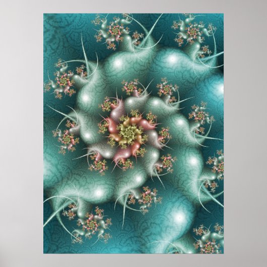 Poster Fractale spirale bleue (Devant)