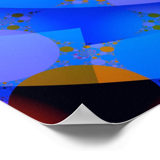 Poster Fractale spirale bleue avec points (Coin)