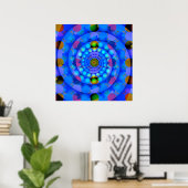 Poster Fractale spirale bleue avec points (Bureau à domicile)