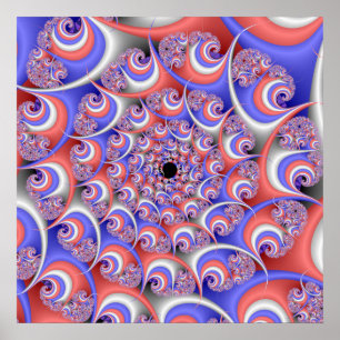 Poster Fractale spirale patriotique