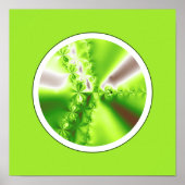 Poster Fractale vert citron abstrait moderne (Devant)