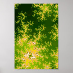 Poster Fractale verte rougeoyante