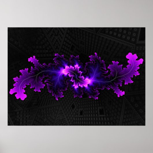 Poster fractale violette avec arrière - plan fractal 3D (Devant)