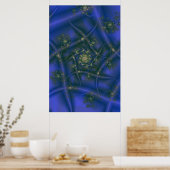 Poster Fractée avec éclats de spirale bleu jaune et vert (Cuisine)
