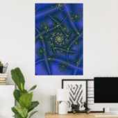 Poster Fractée avec éclats de spirale bleu jaune et vert (Bureau à domicile)