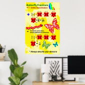 Poster Fraction papillon : ajout et soustraction de fract (Bureau à domicile)