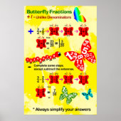 Poster Fraction papillon : ajout et soustraction de fract (Devant)