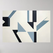 Poster Fragments Abstraits Minimalistes Bleu & Noir (Devant)