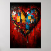 Poster Fragments d'amour Coeur expressionniste contempora (Devant)