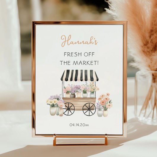 Poster Fraîche Du Marché Fête des mariées Florale Bienven