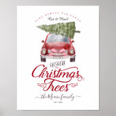 Poster Fraîchement Coupé Arbres de Noël Aquarelle Rouge V (Devant)