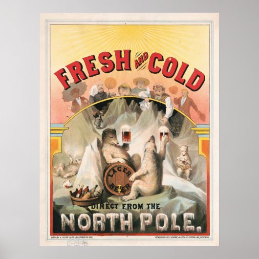 Poster Frais et froid - Bière directement du pôle Nord (Devant)