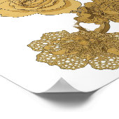 Poster Frais Gris ROSES DORÉES Art Text 3D (Coin)