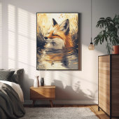 Poster Fraisage Fox dans la peinture à l'eau