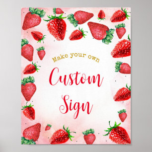 Poster Fraise 1er anniversaire Berry 1er signe personnali